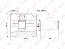 CI3735 ШРУС внутренний | перед лев |