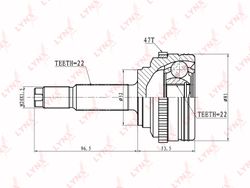 CO1825A Шрус наружний С ABS 22x52x22