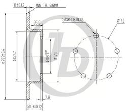 JBD0003 Передний тормозной диск (272x11) 5 отв.