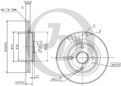 JBD0014 Передний тормозной диск (258x22) 4 отв.