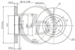 JBD0019 Передний тормозной диск (280x24) 4 отв.