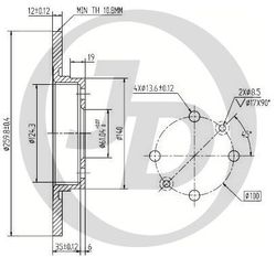JBD0020 Передний тормозной диск (260x12) 4 отв.