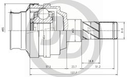 JCN0198 Шрус внутренний 22X35X34
