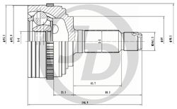 JCT0009A ШРУС внешний c ABS 32x64x28