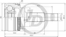 JCT0059A ШРУС внешний ABS TO051A48