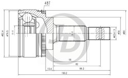 JCT0078A ШРУС внешний ABS TO056A48