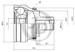 JCT0248A ШРУС внешний ABS