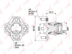 WH1204 Задняя ступица в сборе (c ABS)