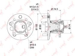 WH1216 Ступица колеса | зад лев |