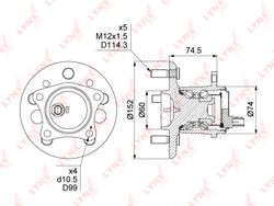 WH1494 Ступица колеса | зад прав |